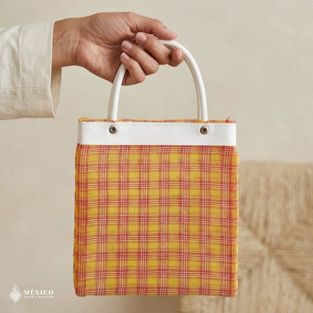 Mini Mexican Market Bag – Reusable Plastic Tote, Traditional Handcrafted Style